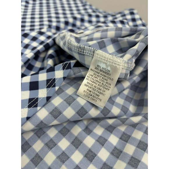 Jude Connally women's large blue and white checked v-neck fitted tank top blouse - Picture 6 of 6